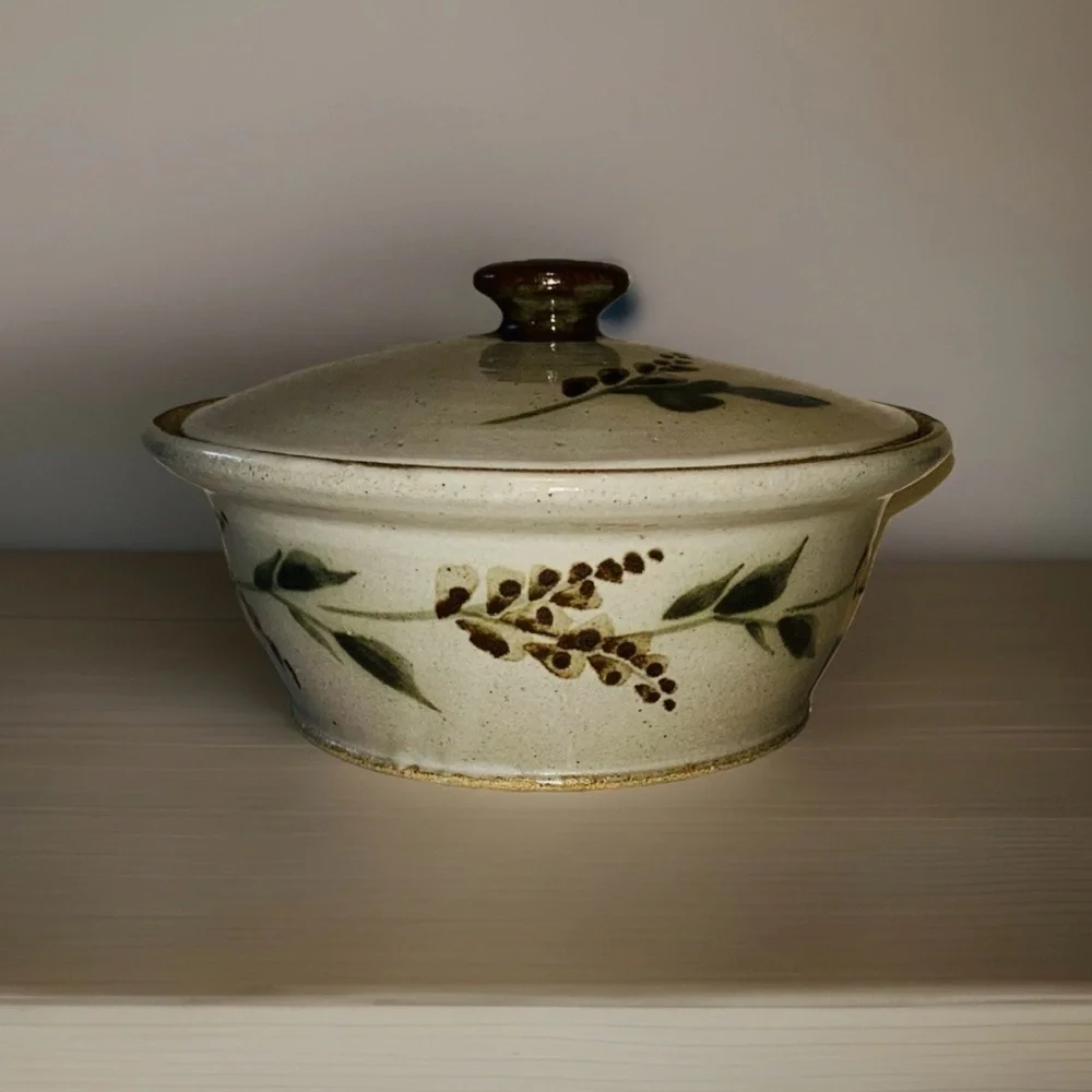Signed Studio Art Pottery Lidded Caserole Dish Vessel